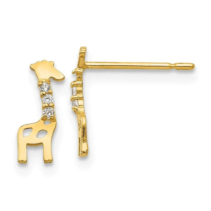 Jewelry Earrings Madi K Kids 14k CZ Giraffe Post Earrings