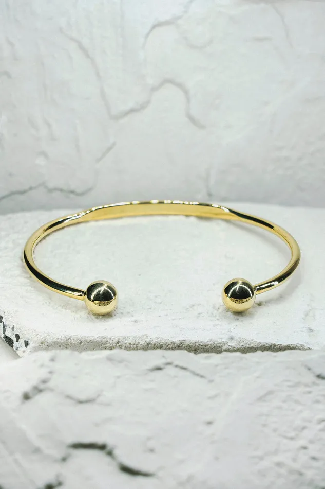 Kty Bracelets Big Double Bubble Cuff Bracelet Gold