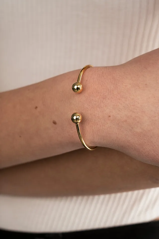 Kty Bracelets Big Double Bubble Cuff Bracelet Gold