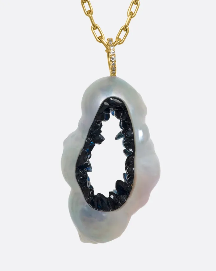 LITTLE H Necklaces Sapphire and Pearl Pendant Necklace