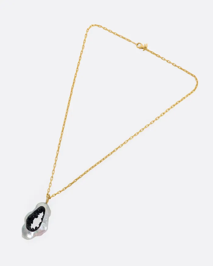 LITTLE H Necklaces Sapphire and Pearl Pendant Necklace LITTLE H Necklaces Sapphire and Pearl Pendant Necklace