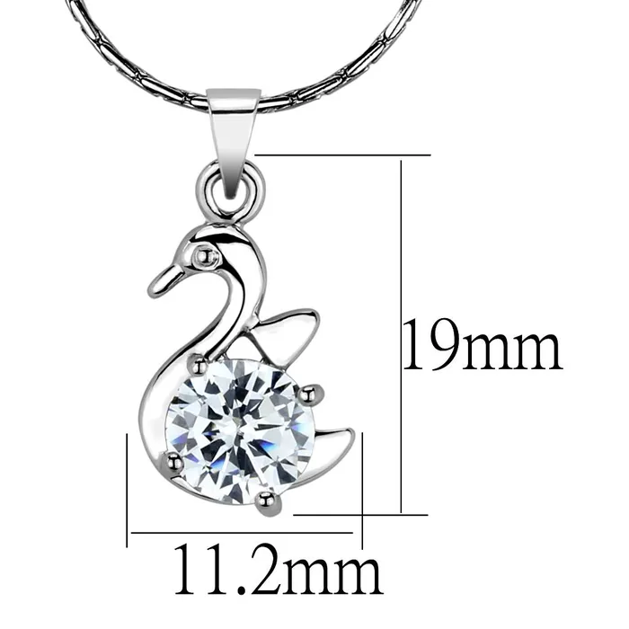 LO4149 Rhodium Brass Chain Pendant with AAA Grade CZ in Clear Alamode Necklaces
