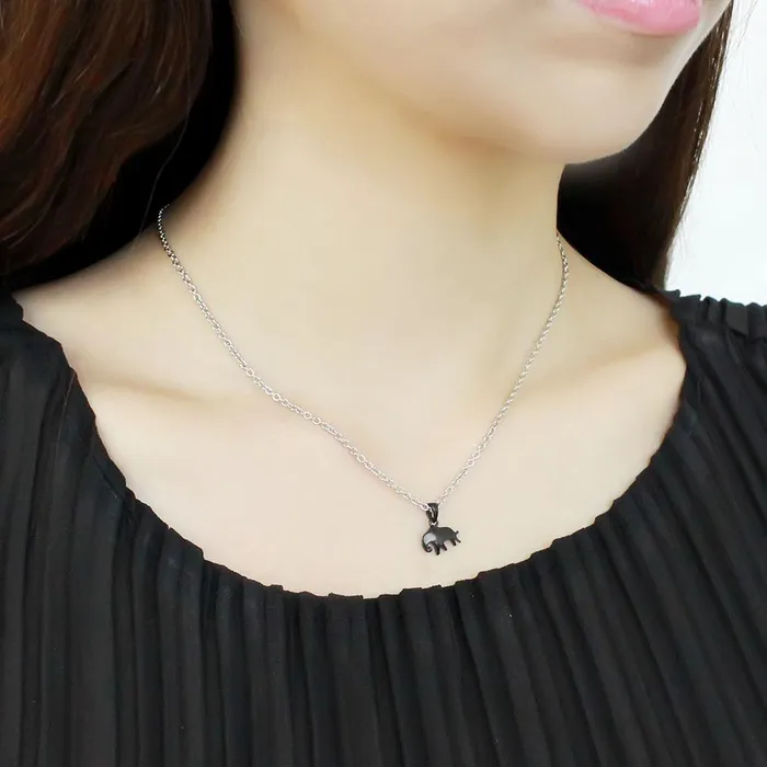 Necklaces Alamode TK3666 TwoTone IP Black Ion Plating Stainless Steel Chain Pendant with No Stone