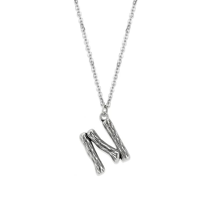 Necklaces Alamode TK3853N High Polished Stainless Steel Chain Initial Pendant Letter N Necklaces Alamode TK3853N High Polished Stainless Steel Chain Initial Pendant Letter N