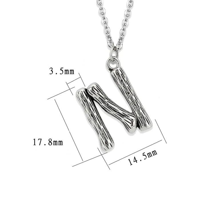 Necklaces Alamode TK3853N High Polished Stainless Steel Chain Initial Pendant Letter N Necklaces Alamode TK3853N High Polished Stainless Steel Chain Initial Pendant Letter N
