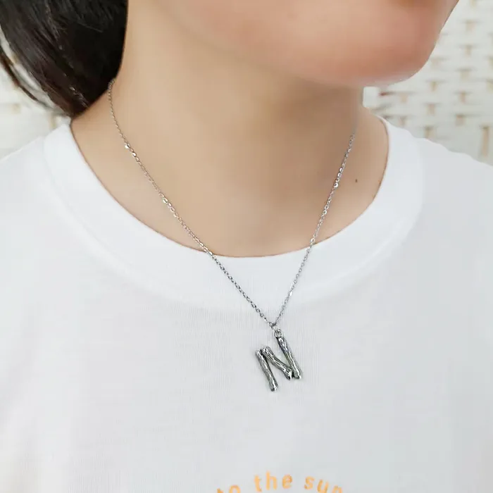 Necklaces Alamode TK3853N High Polished Stainless Steel Chain Initial Pendant Letter N Necklaces Alamode TK3853N High Polished Stainless Steel Chain Initial Pendant Letter N