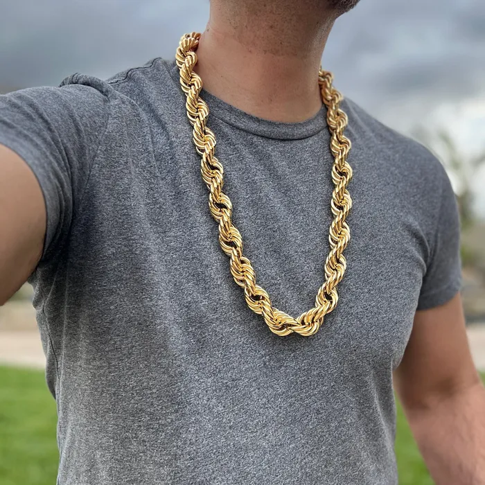 Necklaces Bling Cartel Admin 14K Gold Plated Rope Chain Necklace 20mm Thick x 30