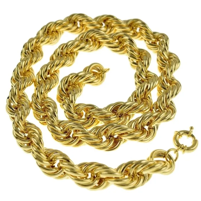 Necklaces Bling Cartel Admin 14K Gold Plated Rope Chain Necklace 20mm Thick x 30