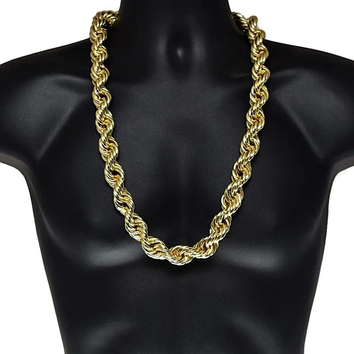 Necklaces Bling Cartel Admin 14K Gold Plated Rope Chain Necklace 20mm Thick x 30