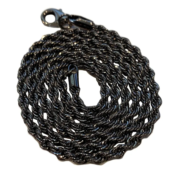 Necklaces Hematite Black Finish Rope Necklace Twisted Hip Hop Chain 3MM 2024 Sungshin Necklaces Hematite Black Finish Rope Necklace Twisted Hip Hop Chain 3MM 2024 Sungshin