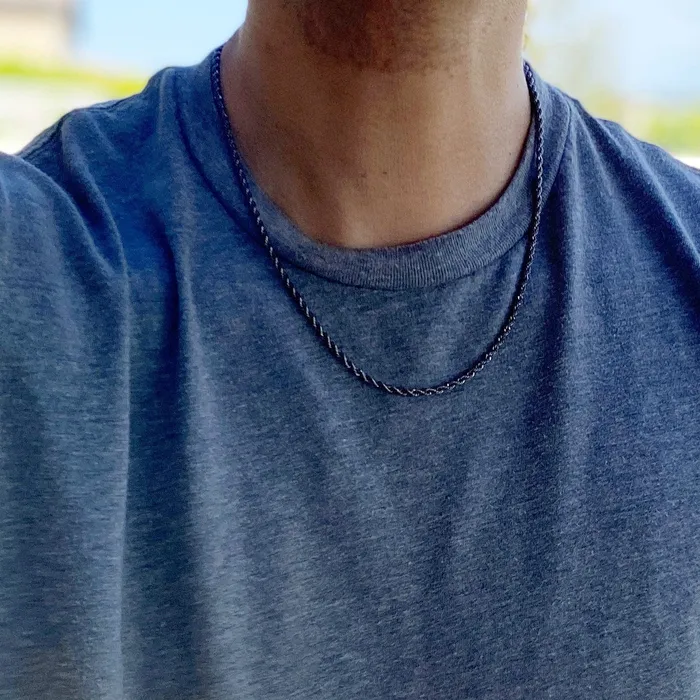 Necklaces Hematite Black Finish Rope Necklace Twisted Hip Hop Chain 3MM 2024 Sungshin Necklaces Hematite Black Finish Rope Necklace Twisted Hip Hop Chain 3MM 2024 Sungshin