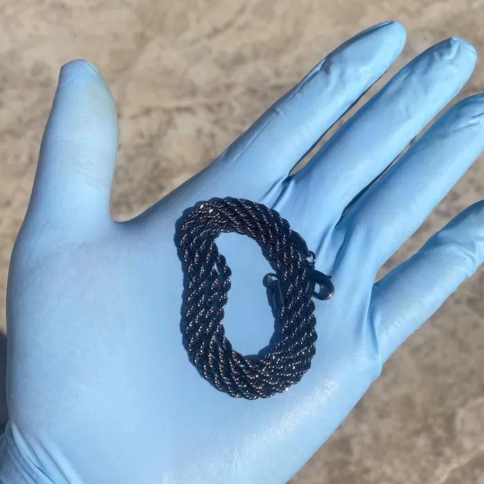 Necklaces Hematite Black Finish Rope Necklace Twisted Hip Hop Chain 3MM 2024 Sungshin Necklaces Hematite Black Finish Rope Necklace Twisted Hip Hop Chain 3MM 2024 Sungshin
