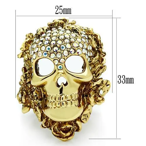 Rings 3W017 Gold White Metal Ring with Top Grade Crystal in Aurora Borealis Rainbow Effect Alamode