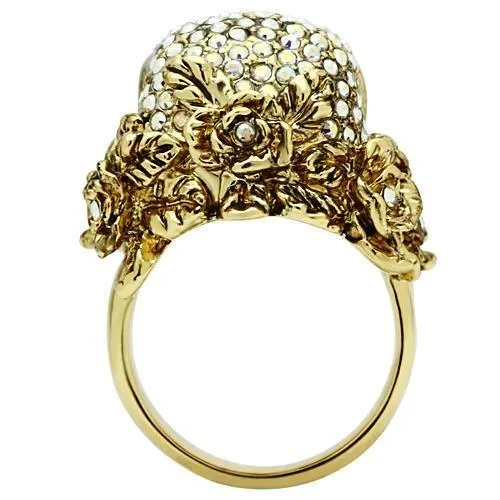 Rings 3W017 Gold White Metal Ring with Top Grade Crystal in Aurora Borealis Rainbow Effect Alamode