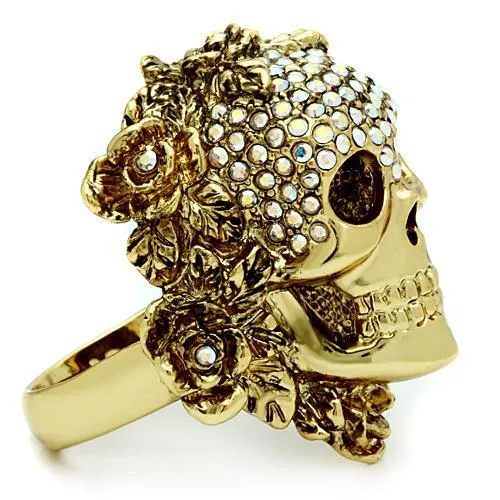 Rings 3W017 Gold White Metal Ring with Top Grade Crystal in Aurora Borealis Rainbow Effect Alamode