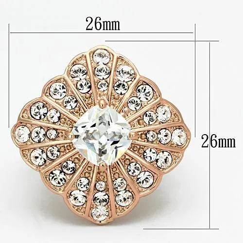 Rings Alamode TK866 IP Rose GoldIon Plating Stainless Steel Ring with AAA Grade CZ in Clear