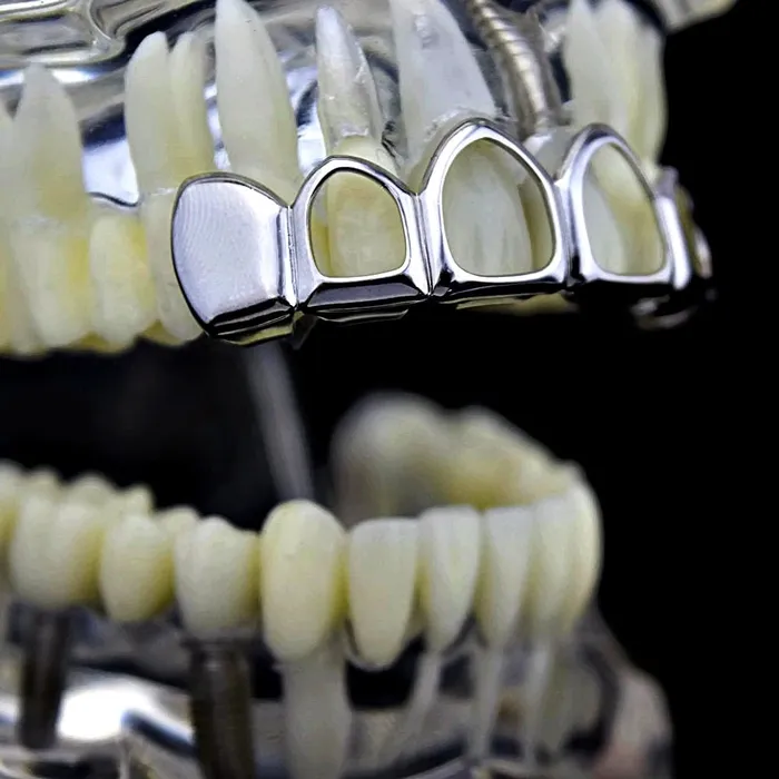 Rings Bling Cartel Admin Silver 4 Open Face Top Teeth Grillz