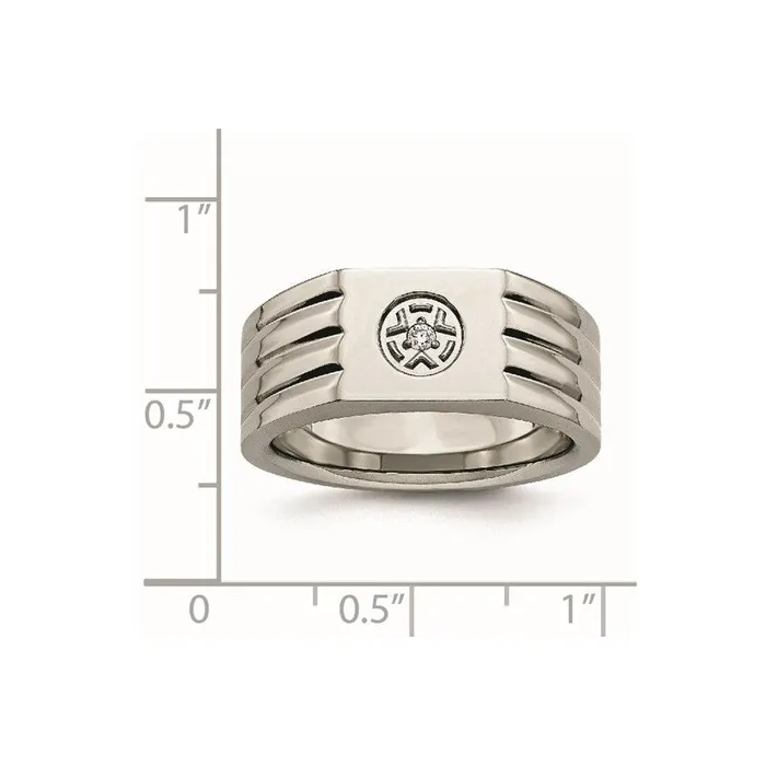 Rings Chisel Stainless Steel Polished with CZ Ring