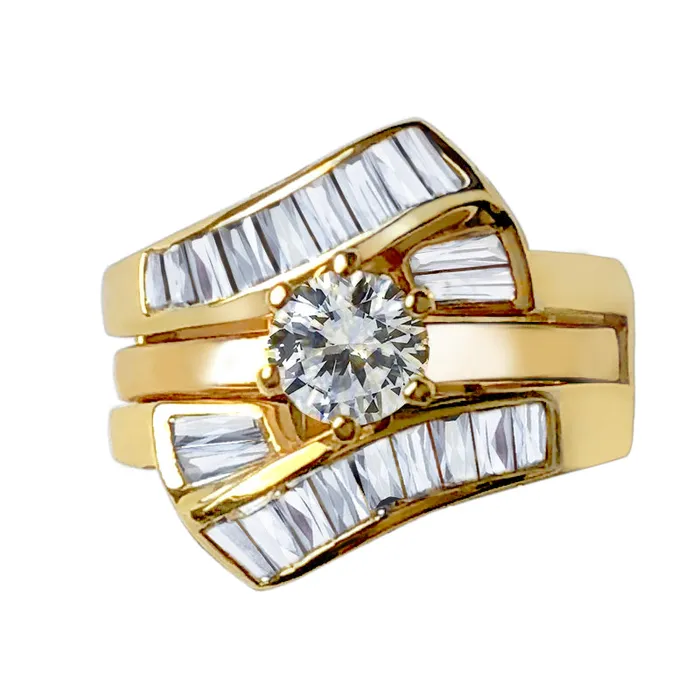 Rings LOAS1373 Sterling Silver 925 ring set with gold plating in AAA grade CZ ships in one day Alamode