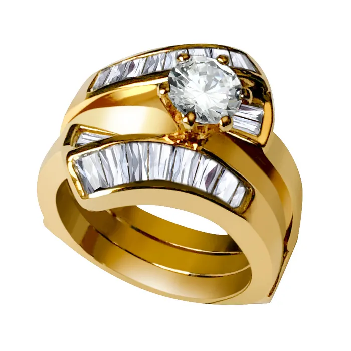 Rings LOAS1373 Sterling Silver 925 ring set with gold plating in AAA grade CZ ships in one day Alamode