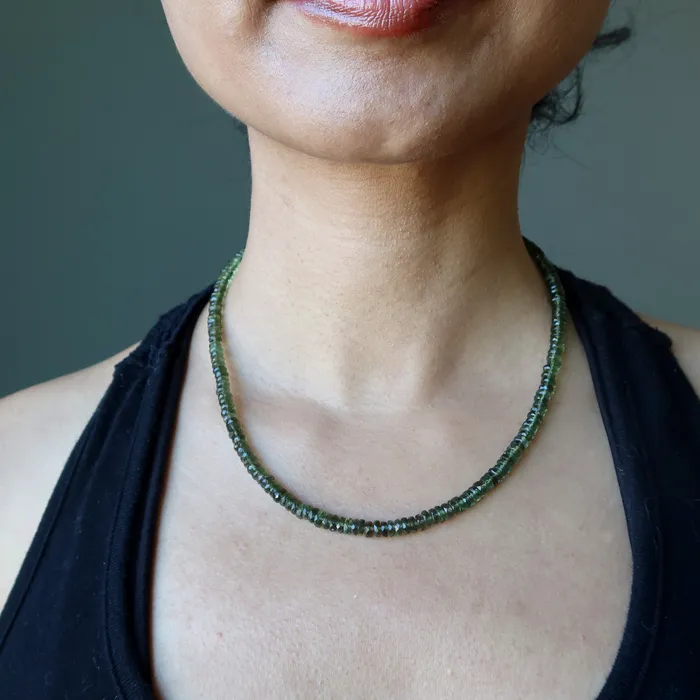 Satin Crystals Necklaces Moldavite Necklace Queen of the Galaxy Faceted Royal Gemstones