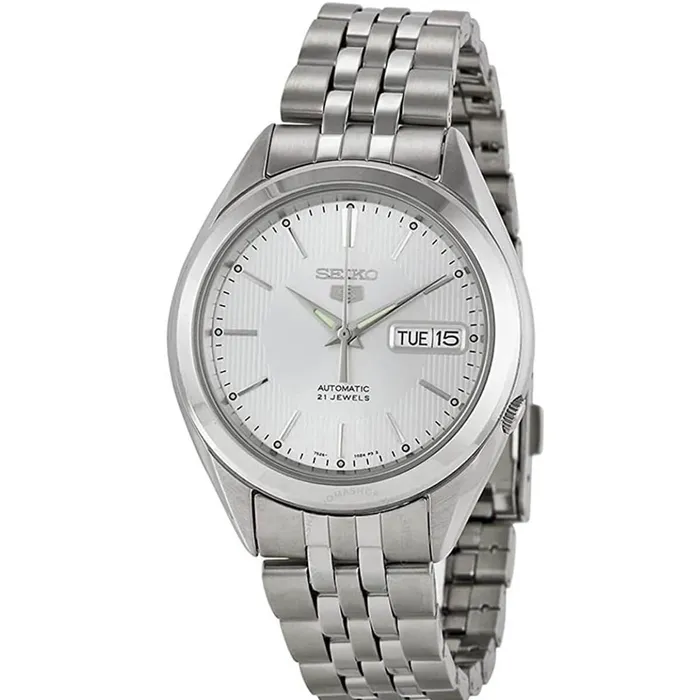 Seiko Mens Automatic Watch 5 Sports DayDate Silver Dial Steel Bracelet SNKL15K1 SEIKO Bracelets Seiko Mens Automatic Watch 5 Sports DayDate Silver Dial Steel Bracelet SNKL15K1 SEIKO Bracelets