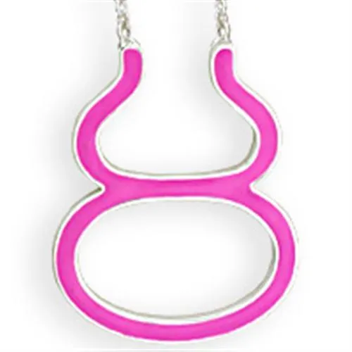 SNK05PINK Silver Brass Chain Pendant with Epoxy in Rose Alamode Necklaces