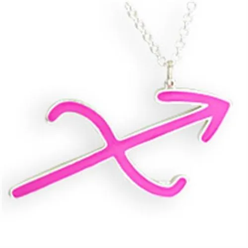 SNK11PINK Silver Brass Chain Pendant with Epoxy in Rose Alamode Necklaces