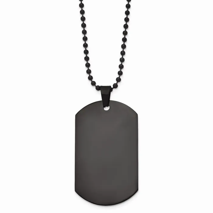 Stainless Steel Polished Black IP Dog Tag Necklace Chisel Necklaces Stainless Steel Polished Black IP Dog Tag Necklace Chisel Necklaces