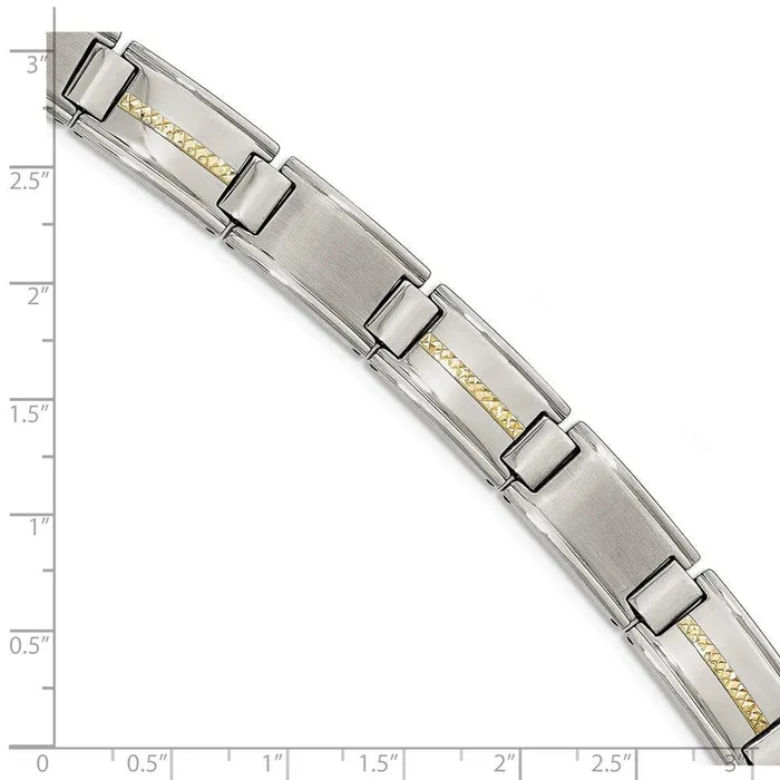 Stainless Steel Polished Brushed w14k Gold Link Bracelet Chisel Bracelets Stainless Steel Polished Brushed w14k Gold Link Bracelet Chisel Bracelets