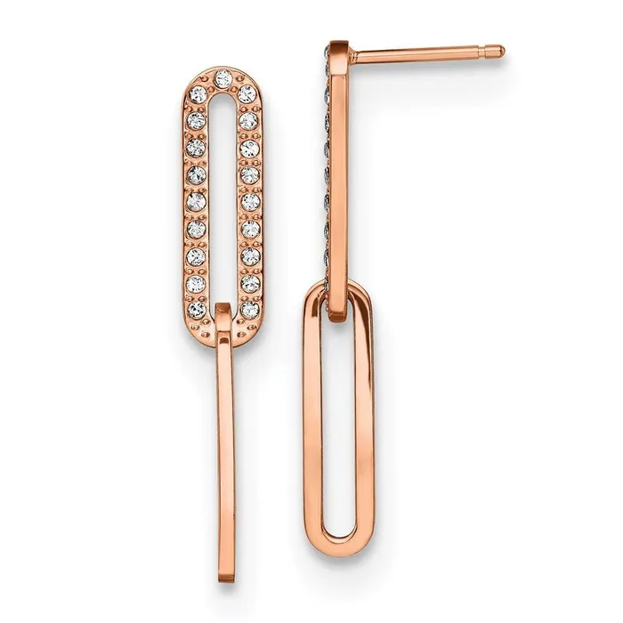 Stainless Steel Polished Rose IP wSwarovski Interlocked Dangle Post Earrin Chisel Bracelets Stainless Steel Polished Rose IP wSwarovski Interlocked Dangle Post Earrin Chisel Bracelets