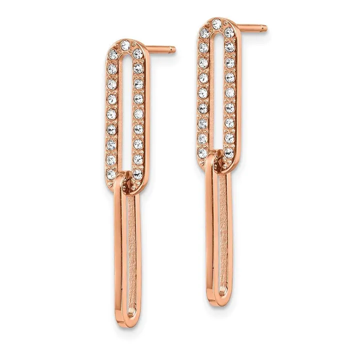 Stainless Steel Polished Rose IP wSwarovski Interlocked Dangle Post Earrin Chisel Bracelets Stainless Steel Polished Rose IP wSwarovski Interlocked Dangle Post Earrin Chisel Bracelets