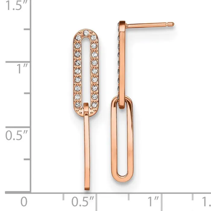 Stainless Steel Polished Rose IP wSwarovski Interlocked Dangle Post Earrin Chisel Bracelets Stainless Steel Polished Rose IP wSwarovski Interlocked Dangle Post Earrin Chisel Bracelets