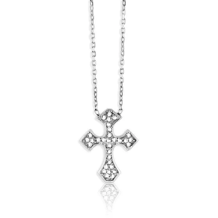 Sterling Silver CZ Cross Design Necklace Classic Necklaces