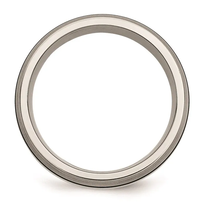 Titanium Grooved Sterling Silver Inlay 8mm BrushedAntiqued Band TB85 Chisel Rings