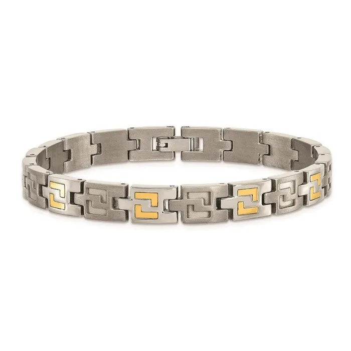 Titanium with 14k Inlay Accent Bracelet Chisel Bracelets Titanium with 14k Inlay Accent Bracelet Chisel Bracelets