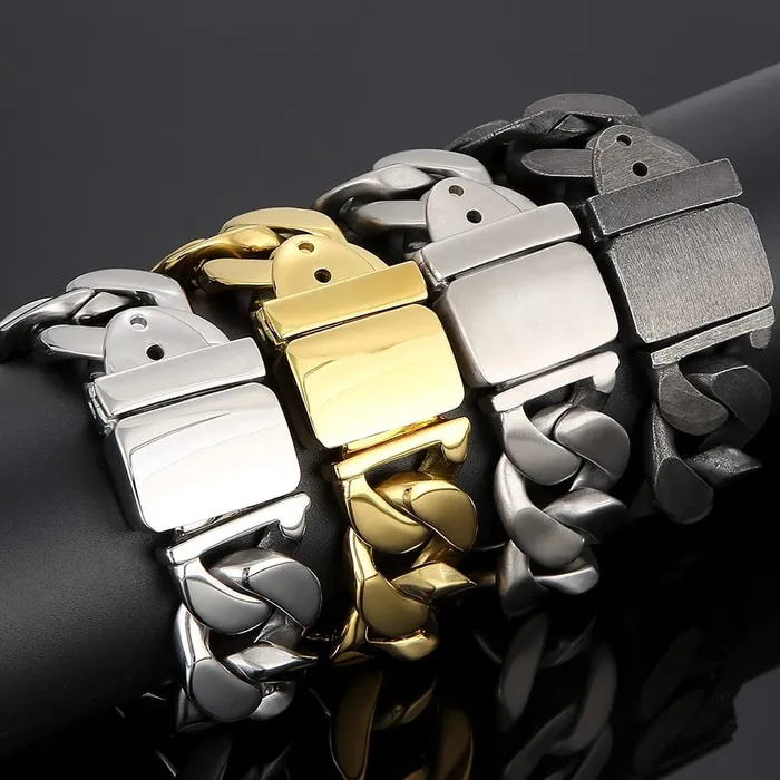 VVS Jewelry Bracelets 25mm Chunky Stainless Steel Miami Cuban Bracelet