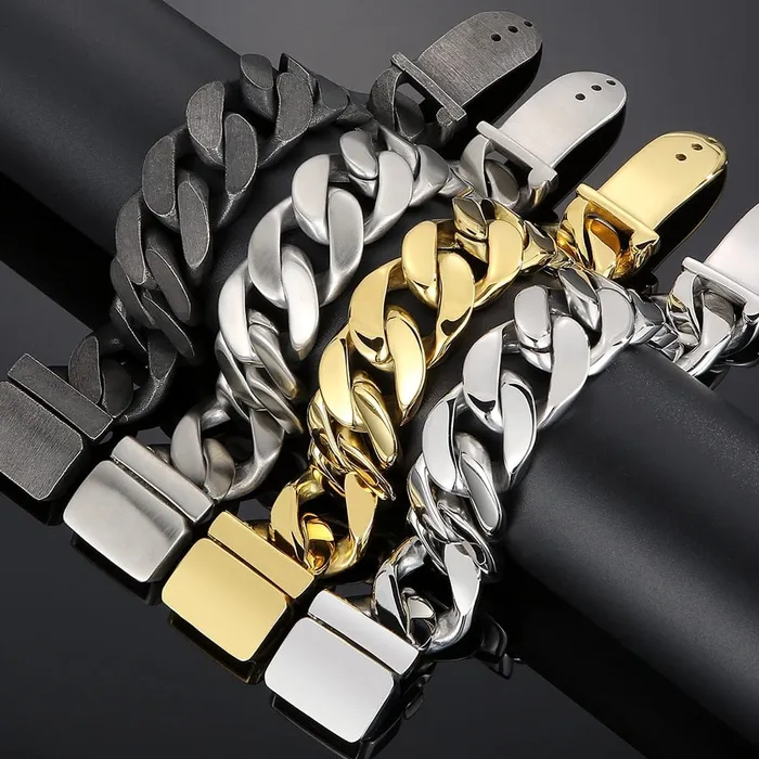 VVS Jewelry Bracelets 25mm Chunky Stainless Steel Miami Cuban Bracelet