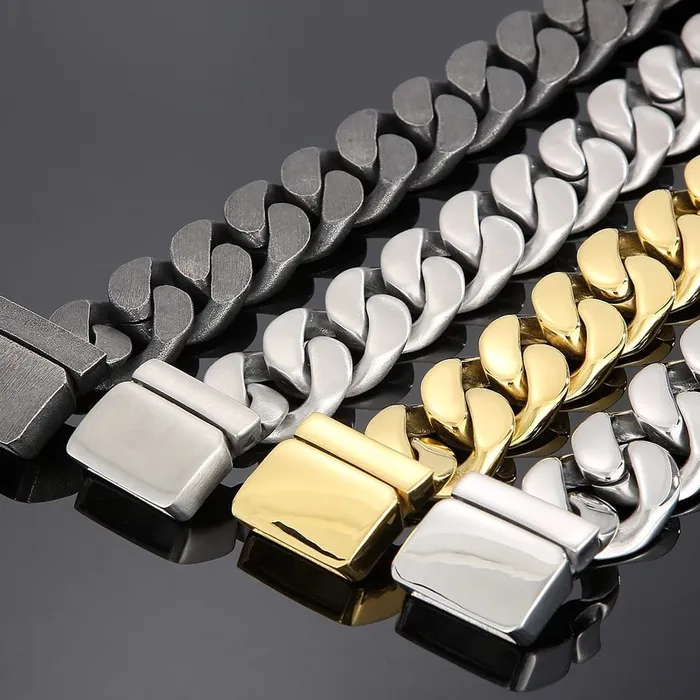 VVS Jewelry Bracelets 25mm Chunky Stainless Steel Miami Cuban Bracelet