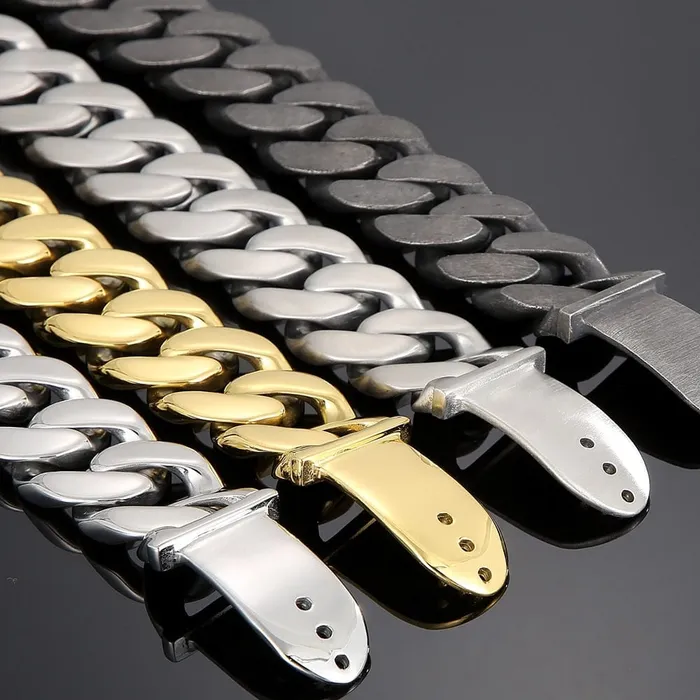 VVS Jewelry Bracelets 25mm Chunky Stainless Steel Miami Cuban Bracelet