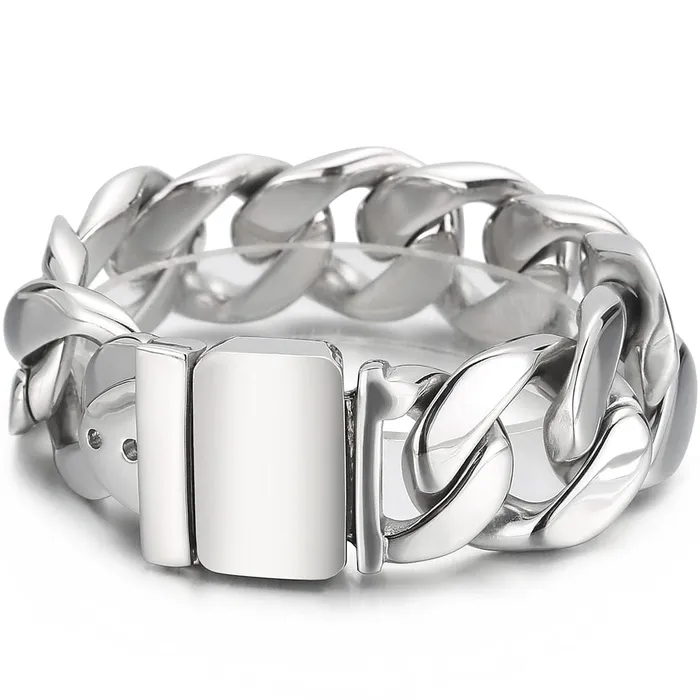 VVS Jewelry Bracelets 25mm Chunky Stainless Steel Miami Cuban Bracelet