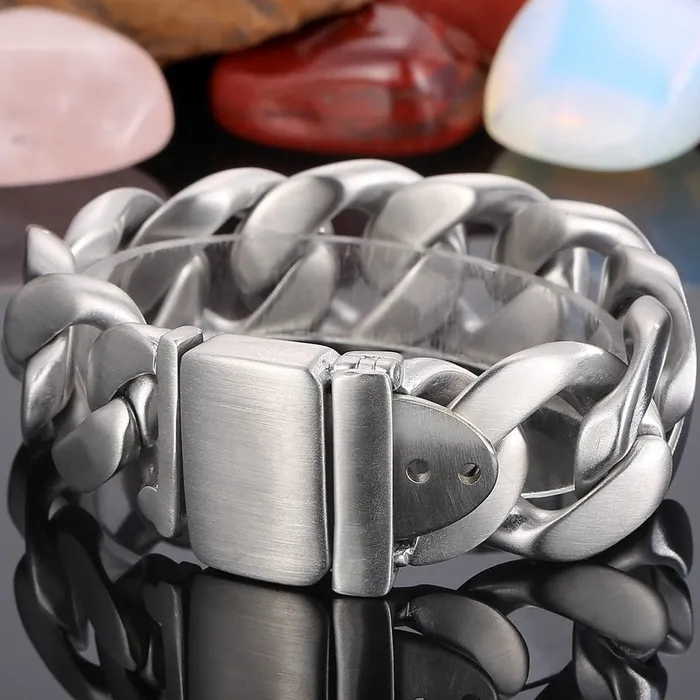 VVS Jewelry Bracelets 25mm Chunky Stainless Steel Miami Cuban Bracelet