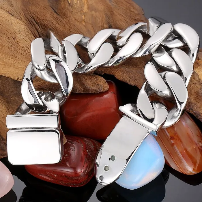VVS Jewelry Bracelets 25mm Chunky Stainless Steel Miami Cuban Bracelet