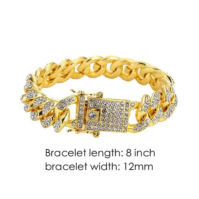 VVS Jewelry Bracelets Fully Iced Bling Watch Cuban Bracelet Bundle