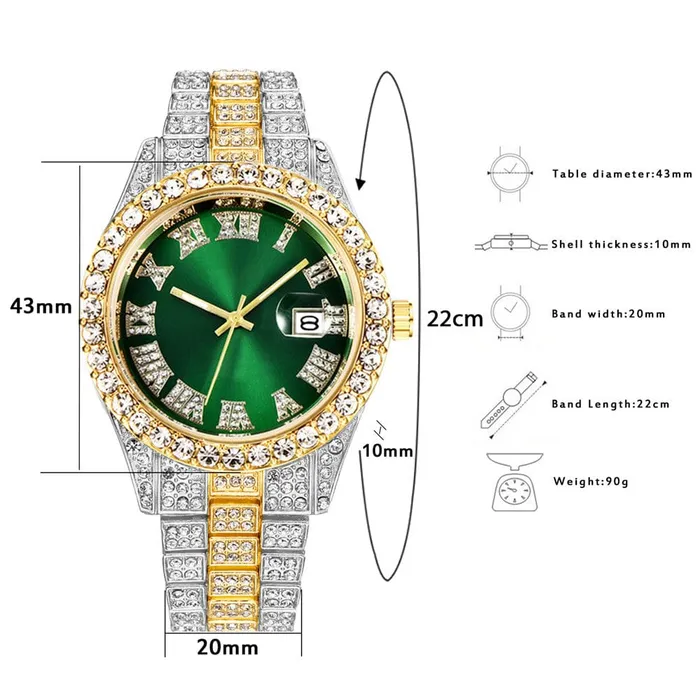 VVS Jewelry Bracelets Fully Iced Bling Watch Cuban Bracelet Bundle