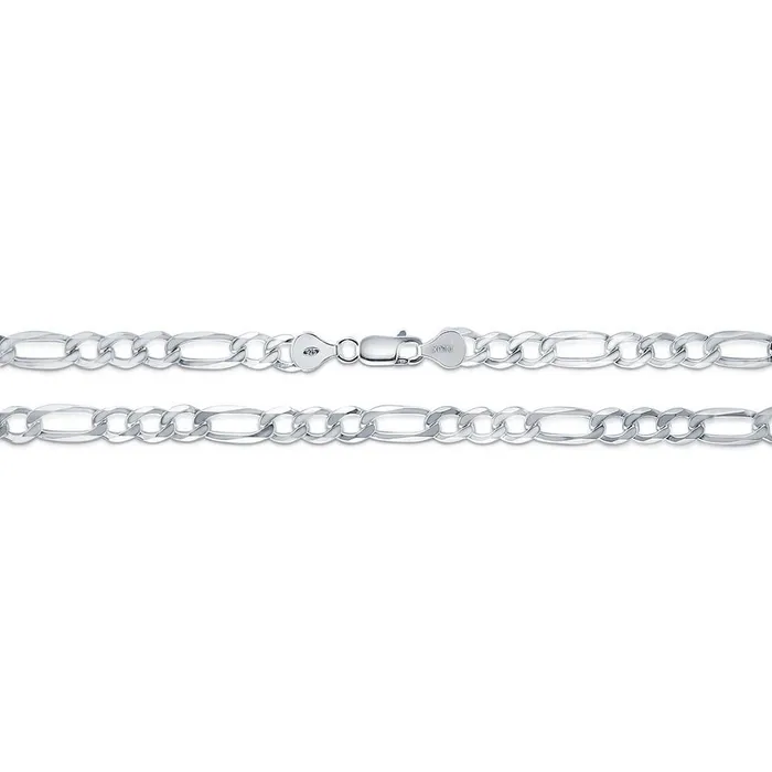 BERRICLE Necklaces Italian Flat Figaro Chain Necklace in Sterling Silver 6mm