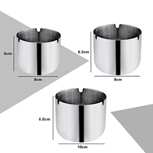 Bracelets Dropshipped via Social Commerce Network arythe Stainless Steel Ashtray Cup Home Bar KTV Round Smoke Groove Ash Tray 9cm