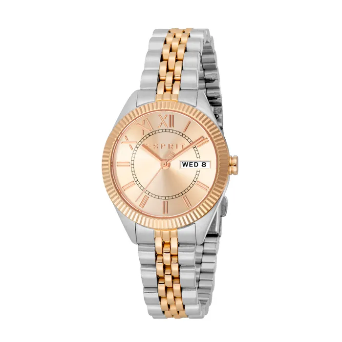 Bracelets ESPRIT Women Watch Two Tone Silver Rose Gold Color Case Bracelet Rose Gold Dial Esprit Bracelets ESPRIT Women Watch Two Tone Silver Rose Gold Color Case Bracelet Rose Gold Dial Esprit