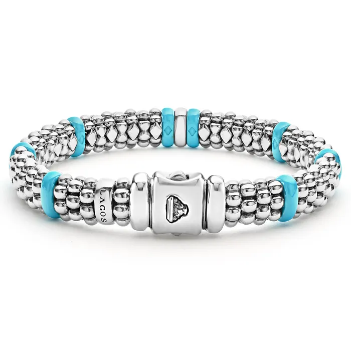 Bracelets Lagos Blue Caviar Blue Single Station Diamond Caviar Bracelet 9mm Bracelets Lagos Blue Caviar Blue Single Station Diamond Caviar Bracelet 9mm