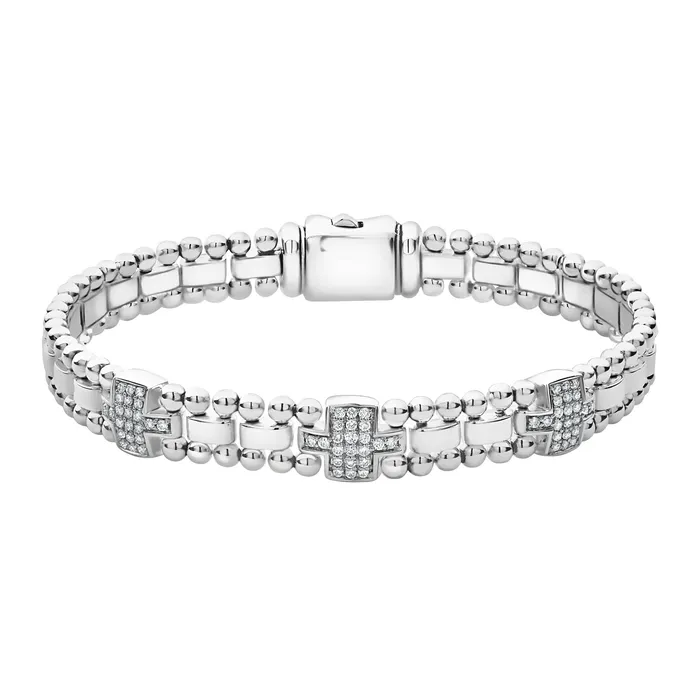 Bracelets Lagos Caviar Spark Three Station Diamond Link Bracelet